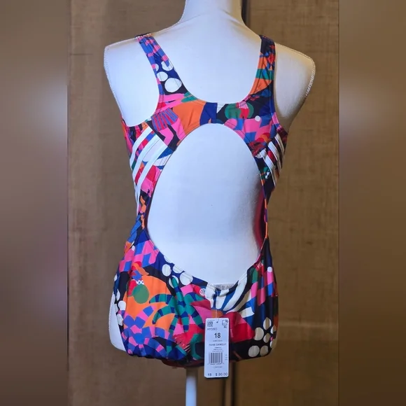 Farm Rio Adidas One Piece Tank Swimsuit Size 18 - Picture 2 of 6